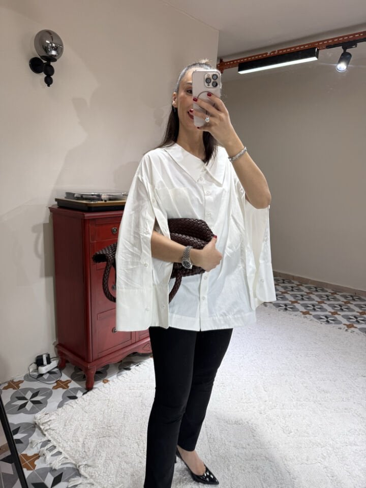 Tasarım-Kol Detaylı Gömlek - Standart Beden