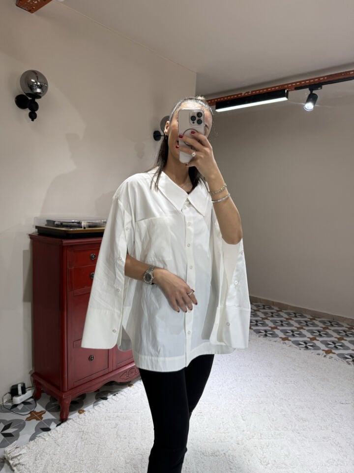 Tasarım-Kol Detaylı Gömlek - Standart Beden